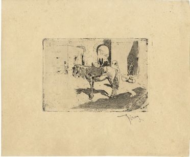  Mariano Fortuny y Marsal  (Tarragona, 1838 - Roma, 1874) : Cheval du Maroc.  - Asta Stampe, disegni, carte geografiche e vedute - Libreria Antiquaria Gonnelli - Casa d'Aste - Gonnelli Casa d'Aste
