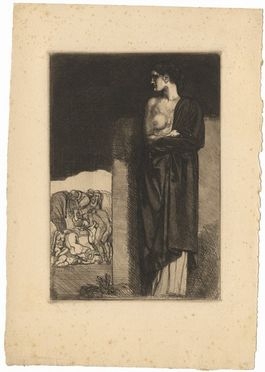 Rudolf Jettmar  (Zawodzie, 1869 - Vienna, 1939) : Die Nacht (La Notte).  - Asta Stampe, disegni, carte geografiche e vedute - Libreria Antiquaria Gonnelli - Casa d'Aste - Gonnelli Casa d'Aste