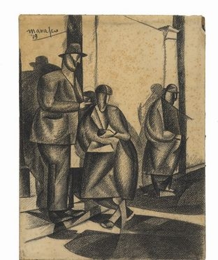  Antonio Marasco  (Nicastro, 1896 - Firenze, 1975) : Figure.  - Asta Stampe, disegni, carte geografiche e vedute - Libreria Antiquaria Gonnelli - Casa d'Aste - Gonnelli Casa d'Aste