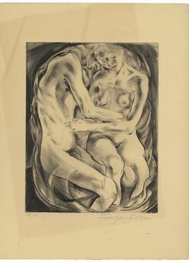  Michel Fingesten  (Buczkowitz, 1883 - Cerisano, 1943) : Liebespaar.  - Asta Stampe, disegni, carte geografiche e vedute - Libreria Antiquaria Gonnelli - Casa d'Aste - Gonnelli Casa d'Aste