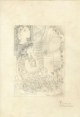  Pablo Picasso  (Malaga, 1881 - Mougins, 1973) : Deux Modèles vêtus.  - Asta Stampe, disegni, carte geografiche e vedute - Libreria Antiquaria Gonnelli - Casa d'Aste - Gonnelli Casa d'Aste