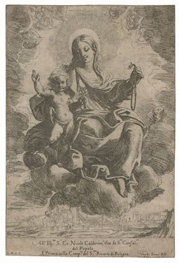 Domenico Maria Canuti  (Bologna, 1625 - 1684) : Madonna del Rosario.  - Asta Stampe, disegni, carte geografiche e vedute - Libreria Antiquaria Gonnelli - Casa d'Aste - Gonnelli Casa d'Aste