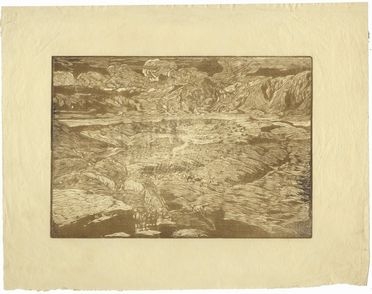  Adolfo De Carolis  (Montefiore dell'Aso, 1874 - Roma, 1928) : Terra d'Abruzzo.  - Asta Stampe, disegni, carte geografiche e vedute - Libreria Antiquaria Gonnelli - Casa d'Aste - Gonnelli Casa d'Aste