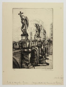  Antonio Carbonati  (Mantova, 1893 - Roma, 1956) : Ponte S. Angelo. Roma.  - Asta Stampe, disegni, carte geografiche e vedute - Libreria Antiquaria Gonnelli - Casa d'Aste - Gonnelli Casa d'Aste