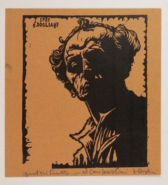  Ercole Dogliani  (Torino, 1888 - 1929) : Autoritratto.  - Asta Stampe, disegni, carte geografiche e vedute - Libreria Antiquaria Gonnelli - Casa d'Aste - Gonnelli Casa d'Aste