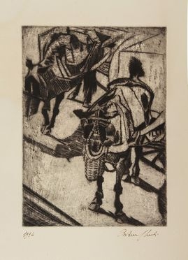  Arturo Checchi  (Fucecchio, 1886 - Perugia, 1971) : Cavalli al sole.  - Asta Stampe, disegni, carte geografiche e vedute - Libreria Antiquaria Gonnelli - Casa d'Aste - Gonnelli Casa d'Aste