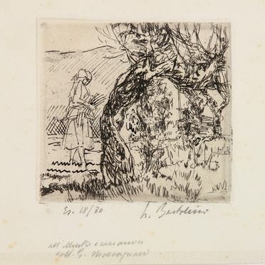  Luigi Bartolini  (Cupramontana, 1892 - Roma, 1963) : Ragazza nel bosco.  - Asta Stampe, disegni, carte geografiche e vedute - Libreria Antiquaria Gonnelli - Casa d'Aste - Gonnelli Casa d'Aste