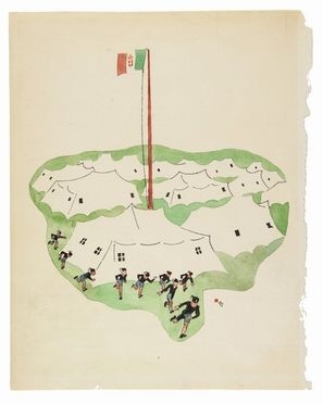  Piero Bernardini  (Firenze, 1891 - 1974) : Accampamento di Balilla.  - Asta Stampe, disegni, carte geografiche e vedute - Libreria Antiquaria Gonnelli - Casa d'Aste - Gonnelli Casa d'Aste