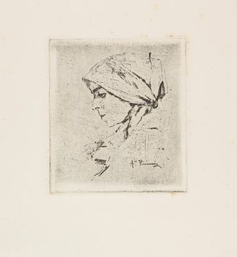  Antonio Piccinni  (Trani, 1846 - Roma, 1920) : Profilo di donna.  - Asta Stampe, disegni, carte geografiche e vedute - Libreria Antiquaria Gonnelli - Casa d'Aste - Gonnelli Casa d'Aste