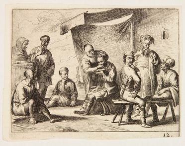  Cornelis De Wael  (Anversa, 1592 - Roma, 1667) : Lotto di 2 tavole con Scene di vita popolare.  - Asta Stampe, disegni, carte geografiche e vedute - Libreria Antiquaria Gonnelli - Casa d'Aste - Gonnelli Casa d'Aste