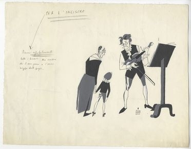  Piero Bernardini  (Firenze, 1891 - 1974) : Disegno per un'illustrazione.  - Asta Stampe e Disegni - Libreria Antiquaria Gonnelli - Casa d'Aste - Gonnelli Casa d'Aste