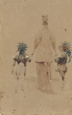  Carlo Chiostri  (Firenze, 1863 - 1939) : Dama con due bersaglieri per mano.  - Asta Stampe e Disegni - Libreria Antiquaria Gonnelli - Casa d'Aste - Gonnelli Casa d'Aste