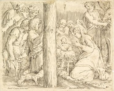  Annibale Carracci  (Bologna, 1560 - Roma, 1609) : Adorazione dei Pastori.  - Asta Stampe e Disegni - Libreria Antiquaria Gonnelli - Casa d'Aste - Gonnelli Casa d'Aste