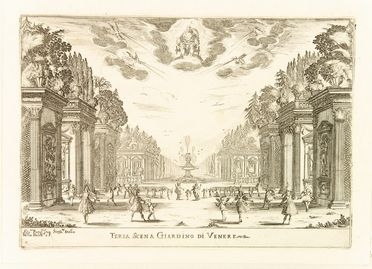  Stefano Della Bella  (Firenze, 1610 - 1664) : Terza Scena: Giardino di Venere.  - Asta Stampe e Disegni - Libreria Antiquaria Gonnelli - Casa d'Aste - Gonnelli Casa d'Aste