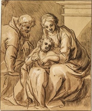  Giulio Cesare Amidano  (Parma, 1566 - 1630) : Sacra famiglia.  - Asta Stampe e Disegni - Libreria Antiquaria Gonnelli - Casa d'Aste - Gonnelli Casa d'Aste