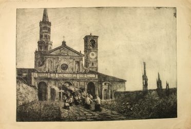  Vincenzo Stanga  (Milano, 1874 - 1922) : L'abbazia di Chiaravalle.  - Asta Stampe e Disegni - Libreria Antiquaria Gonnelli - Casa d'Aste - Gonnelli Casa d'Aste