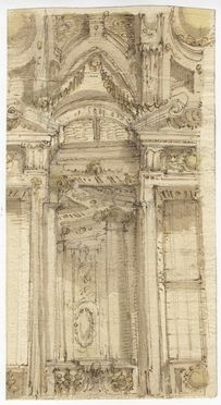  Agostino Mitelli  (Battedizzo, Bologna, 1609 - Madrid, 1660) : Studio di porzione di tribuna interna.  - Asta Stampe e Disegni - Libreria Antiquaria Gonnelli - Casa d'Aste - Gonnelli Casa d'Aste