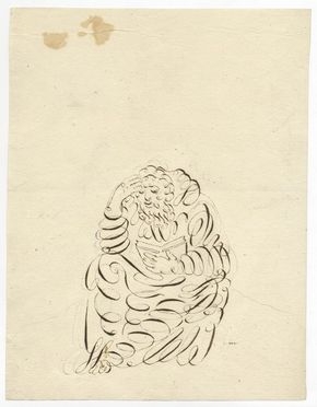Virtuosismo calligrafico in figura di frate leggente.  - Auction Prints and Drawings - Libreria Antiquaria Gonnelli - Casa d'Aste - Gonnelli Casa d'Aste
