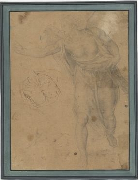 Angelo annunciante e Studio di busto virile.  Alessandro Allori  (Firenze, 1535 - 1607)  - Auction Prints and Drawings - Libreria Antiquaria Gonnelli - Casa d'Aste - Gonnelli Casa d'Aste