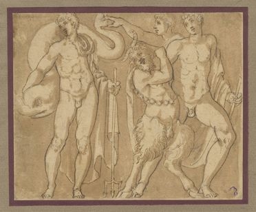  Alessandro Allori  (Firenze, 1535 - 1607) : Divinità fluviali e un satiro.  - Asta Stampe e Disegni - Libreria Antiquaria Gonnelli - Casa d'Aste - Gonnelli Casa d'Aste