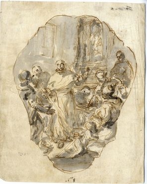  Gregorio Lazzarini  (Venezia, 1655 - Villabona di Venezia, 1730) [cerchia di] : Miracolo di un santo.  - Auction BOOKS, MANUSCRIPTS, PRINTS AND DRAWINGS - Libreria Antiquaria Gonnelli - Casa d'Aste - Gonnelli Casa d'Aste