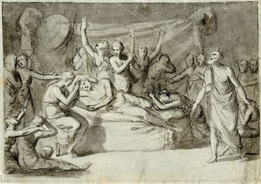  Heinrich Friedrich Fger  (1751 - 1818) : Scena storica (Morte di Socratè).  - Auction BOOKS, MANUSCRIPTS, PRINTS AND DRAWINGS - Libreria Antiquaria Gonnelli - Casa d'Aste - Gonnelli Casa d'Aste
