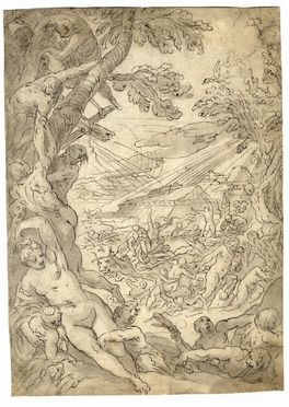  Pauwels Francken  (Anversa,  - Venezia, 1596) [cerchia di] : Diluvio universale.  - Auction BOOKS, MANUSCRIPTS, PRINTS AND DRAWINGS - Libreria Antiquaria Gonnelli - Casa d'Aste - Gonnelli Casa d'Aste