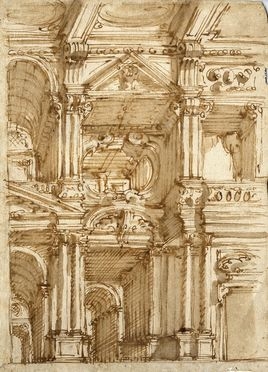  Pio Panfili  (Porto San Giorgio, 1723 - Bologna, 1812) : Prospettiva architettonica.  - Auction BOOKS, MANUSCRIPTS, PRINTS AND DRAWINGS - Libreria Antiquaria Gonnelli - Casa d'Aste - Gonnelli Casa d'Aste