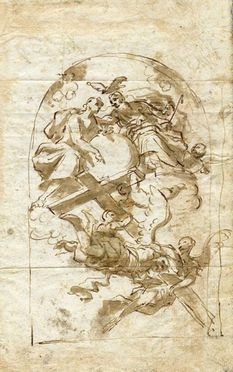  Francesco Solimena  (Serino, 1657 - Napoli, 1747) [attribuito a] : Gloria della Croce.  - Asta LIBRI, MANOSCRITTI, STAMPE E DISEGNI - Libreria Antiquaria Gonnelli - Casa d'Aste - Gonnelli Casa d'Aste