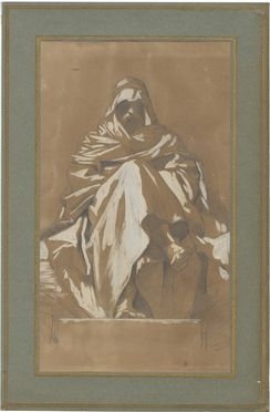  Nicol Barabino  (Genova, 1832 - Firenze, 1891) : Studio di figura ammantata.  - Auction BOOKS, MANUSCRIPTS, PRINTS AND DRAWINGS - Libreria Antiquaria Gonnelli - Casa d'Aste - Gonnelli Casa d'Aste