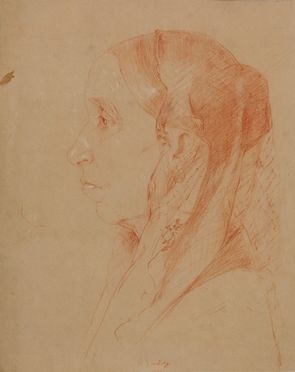  Friedrich Amerling (von)  (Vienna, 1803 - 1887) : Ritratto di signora di profilo.  - Asta LIBRI, MANOSCRITTI, STAMPE E DISEGNI - Libreria Antiquaria Gonnelli - Casa d'Aste - Gonnelli Casa d'Aste