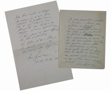  Manz Giacomo [pseud. di Manzoni Giacomo] : 2 lettere autografe firmate inviate allo storico dell'arte Bernhard Degenhart.  - Auction BOOKS, MANUSCRIPTS, PRINTS AND DRAWINGS - Libreria Antiquaria Gonnelli - Casa d'Aste - Gonnelli Casa d'Aste