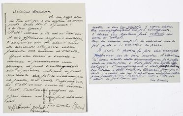  Greco Emilio : 2 lettere autografe firmate inviate allo storico dell'arte Bernhard Degenhart.  - Auction BOOKS, MANUSCRIPTS, PRINTS AND DRAWINGS - Libreria Antiquaria Gonnelli - Casa d'Aste - Gonnelli Casa d'Aste