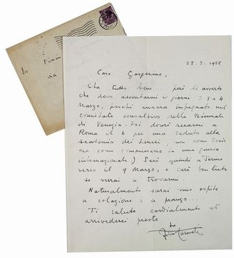  Casorati Felice : Lettera autografa firmata.  - Auction BOOKS, MANUSCRIPTS, PRINTS AND DRAWINGS - Libreria Antiquaria Gonnelli - Casa d'Aste - Gonnelli Casa d'Aste