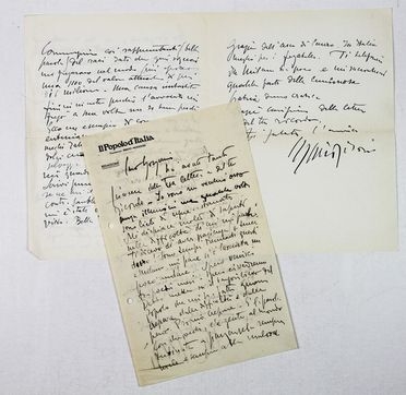  Sironi Mario : 2 lettere autografe firmate.  - Auction BOOKS, MANUSCRIPTS, PRINTS AND DRAWINGS - Libreria Antiquaria Gonnelli - Casa d'Aste - Gonnelli Casa d'Aste