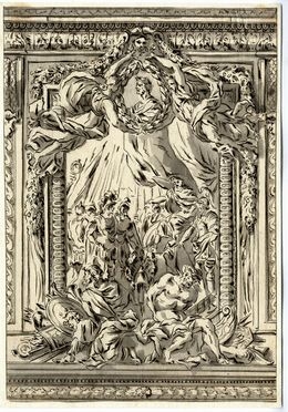  Jean Lepautre  (Parigi, 1618 - 1682) [attribuito a] : Studio di fregio con festone.  - Asta LIBRI, MANOSCRITTI, STAMPE E DISEGNI - Libreria Antiquaria Gonnelli - Casa d'Aste - Gonnelli Casa d'Aste